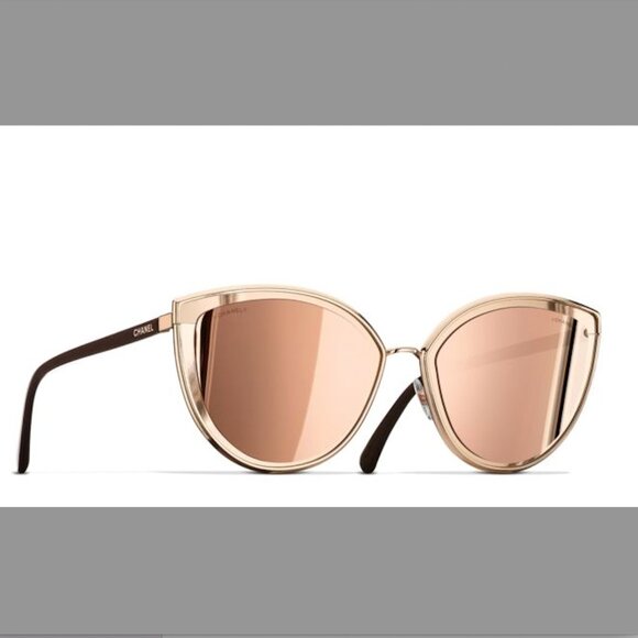 Chanel Rose Gold Tone/Pink Mirrored Cat-Eye Sunglasses - Picture 2 of 5
